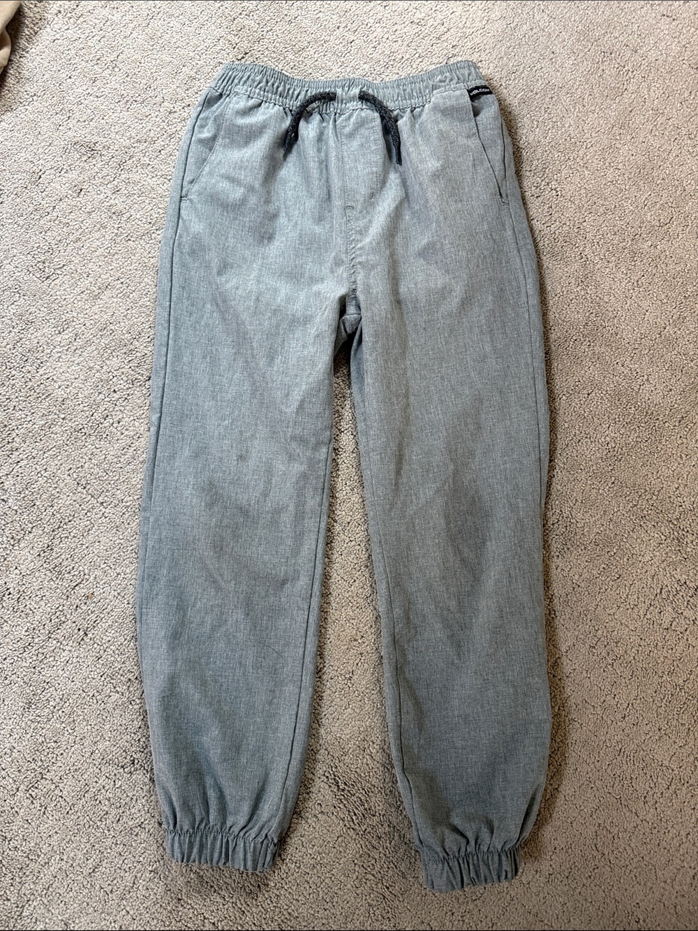Volcom Boys Gray Elastic-Waist Joggers with Drawstring